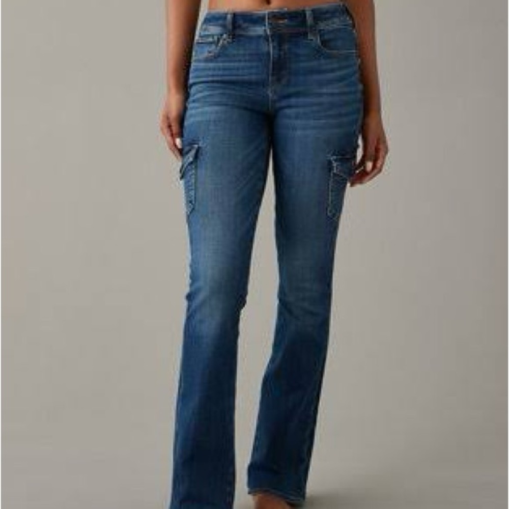 American Eagle Outfitters Cargo Boot Cut Jeans 18 Tall